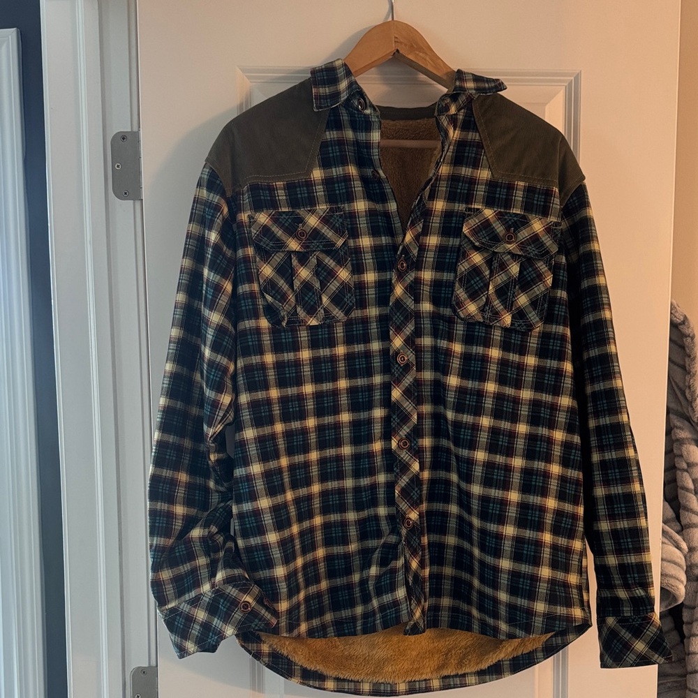 Source Unknown Blue and Brown Plaid Lightweight Shirt Jacket